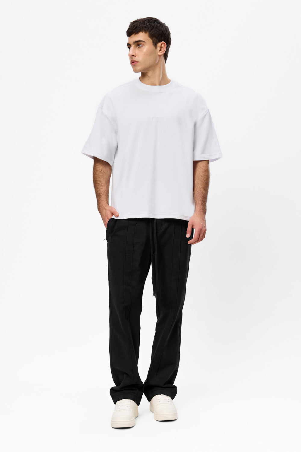 247 V2 Black Cotton Pants with decorative stitches