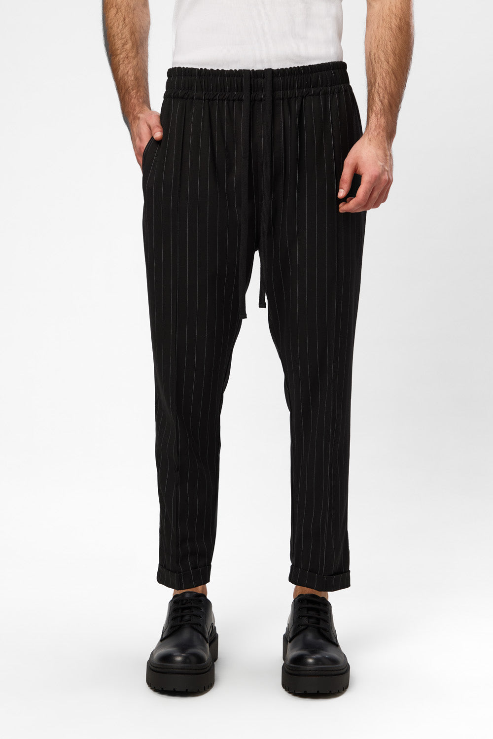 Thom Black Striped Cloth Pants V2