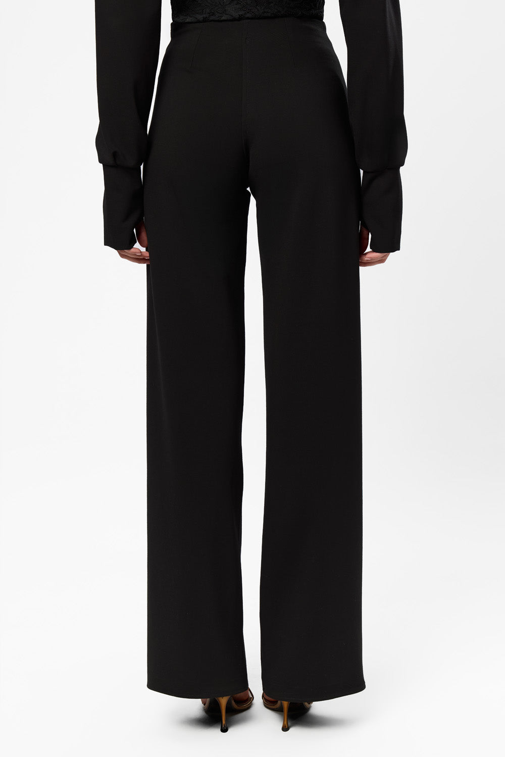Karol off-white flared Pants with sheer lace
