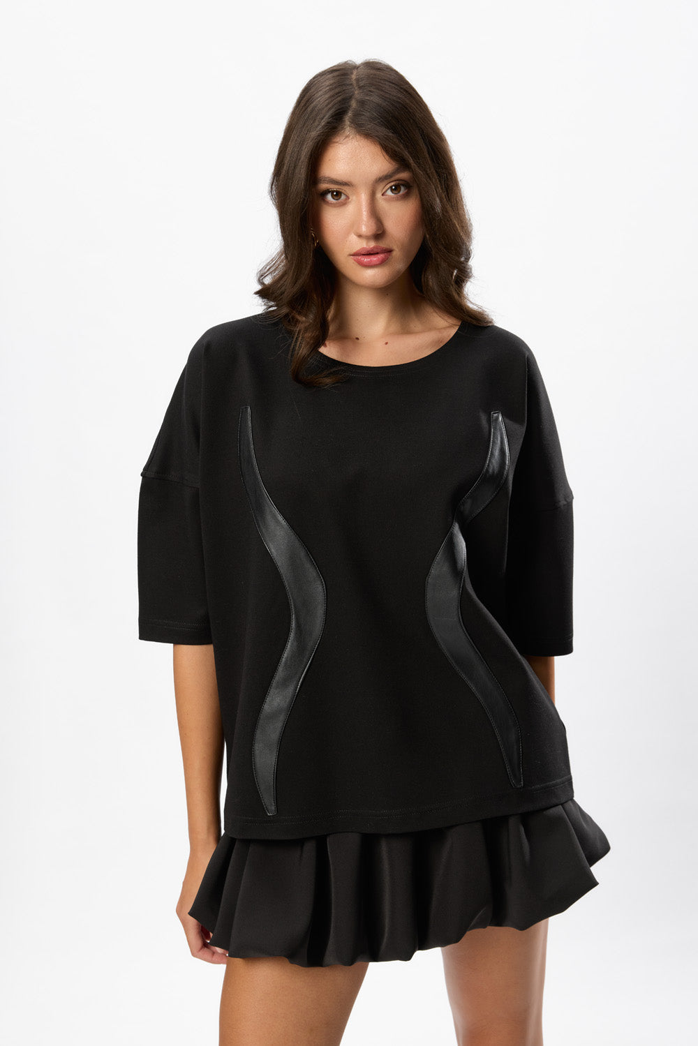Gitana Black with Leather Stripes T-shirt