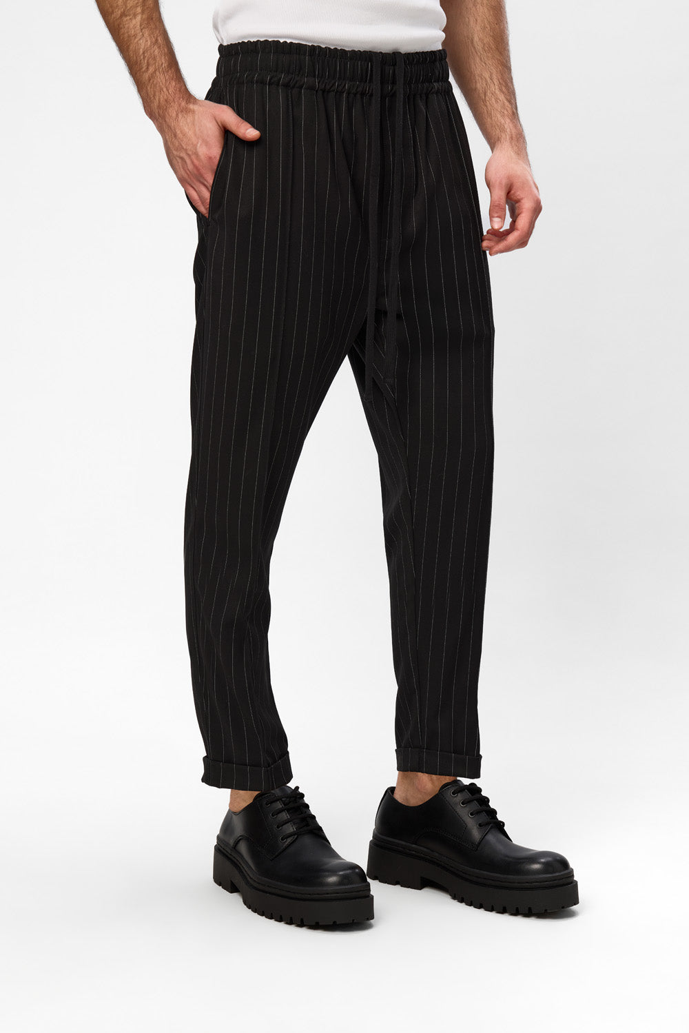 Thom Black Striped Cloth Pants V2