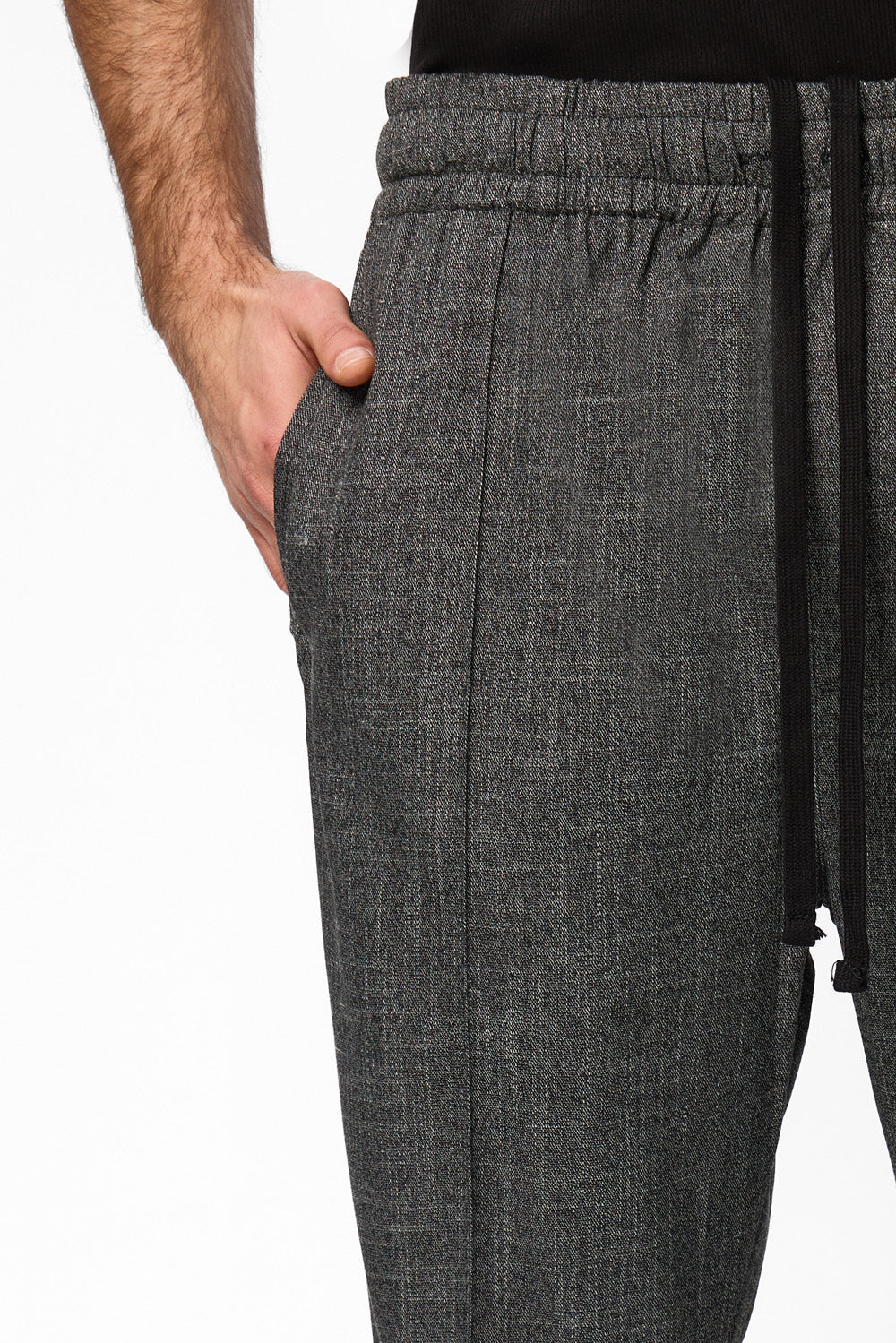 Thom Black Melange Cloth Pants