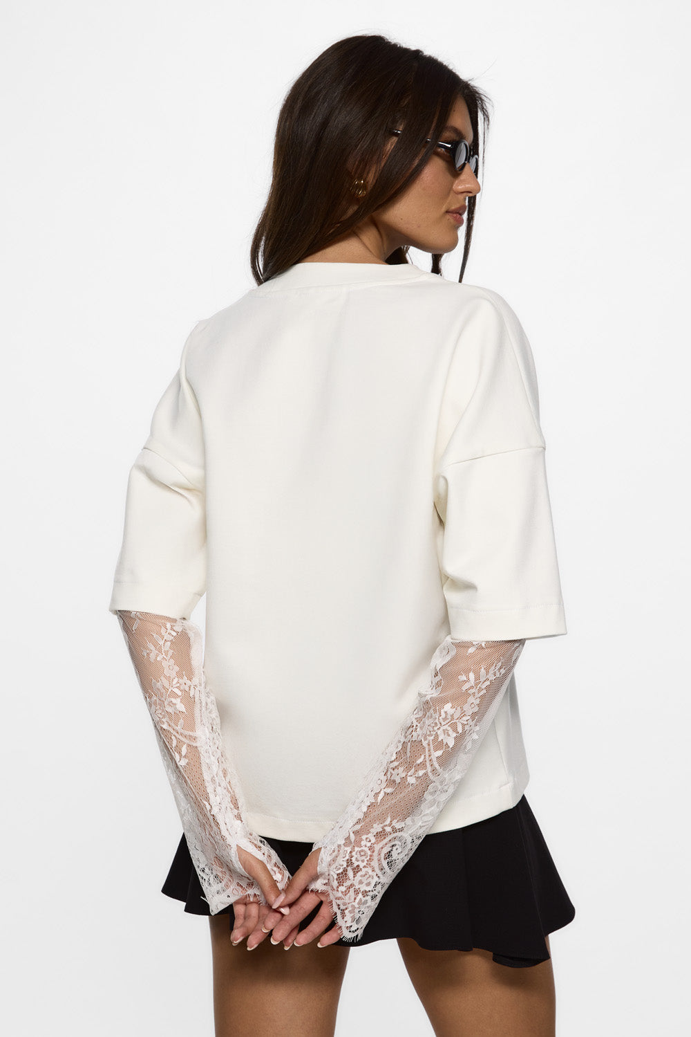 Venice Top with lace sleeves | Women | Off-White | Modern & Elegant Style | Comfort & Functionality | Atelierul Hamza
