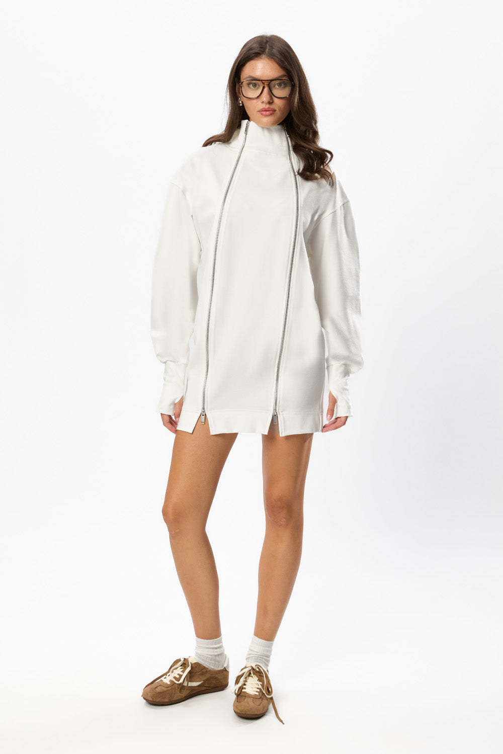 Bipolar Off-White 2-Way Zip Mini Dress