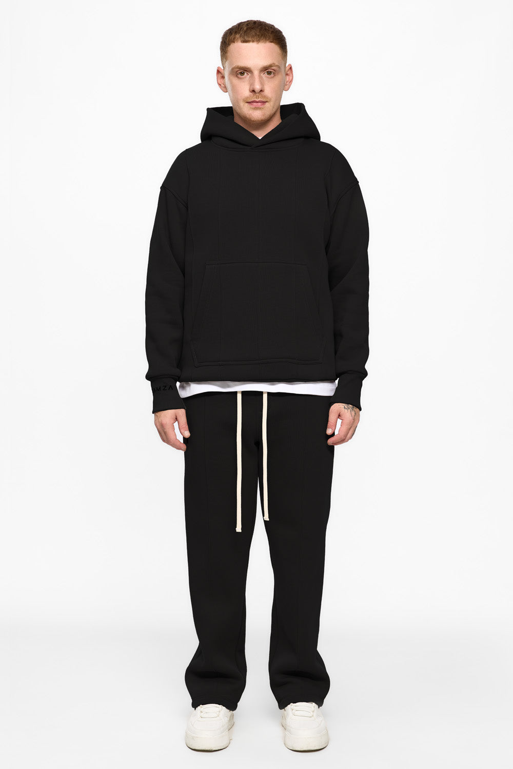 247 fleece Black sweatpants with decorative stitching