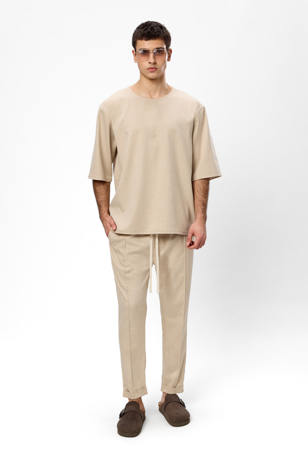 Thom beige melange cloth T-shirt