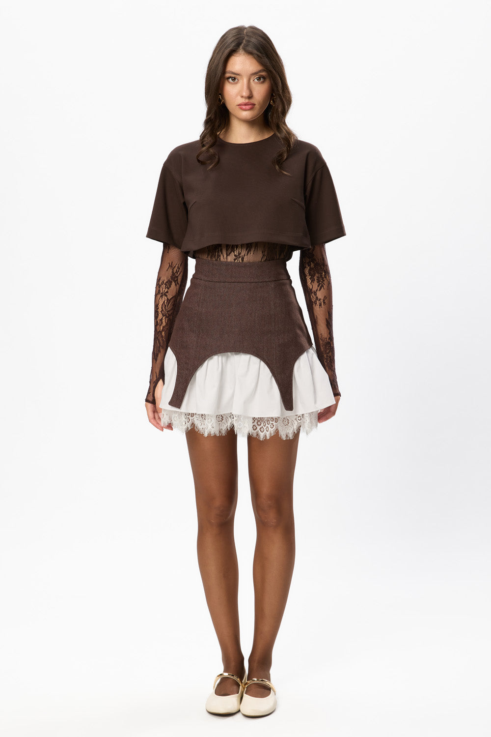 Black Swan in Brown Denim Skirt