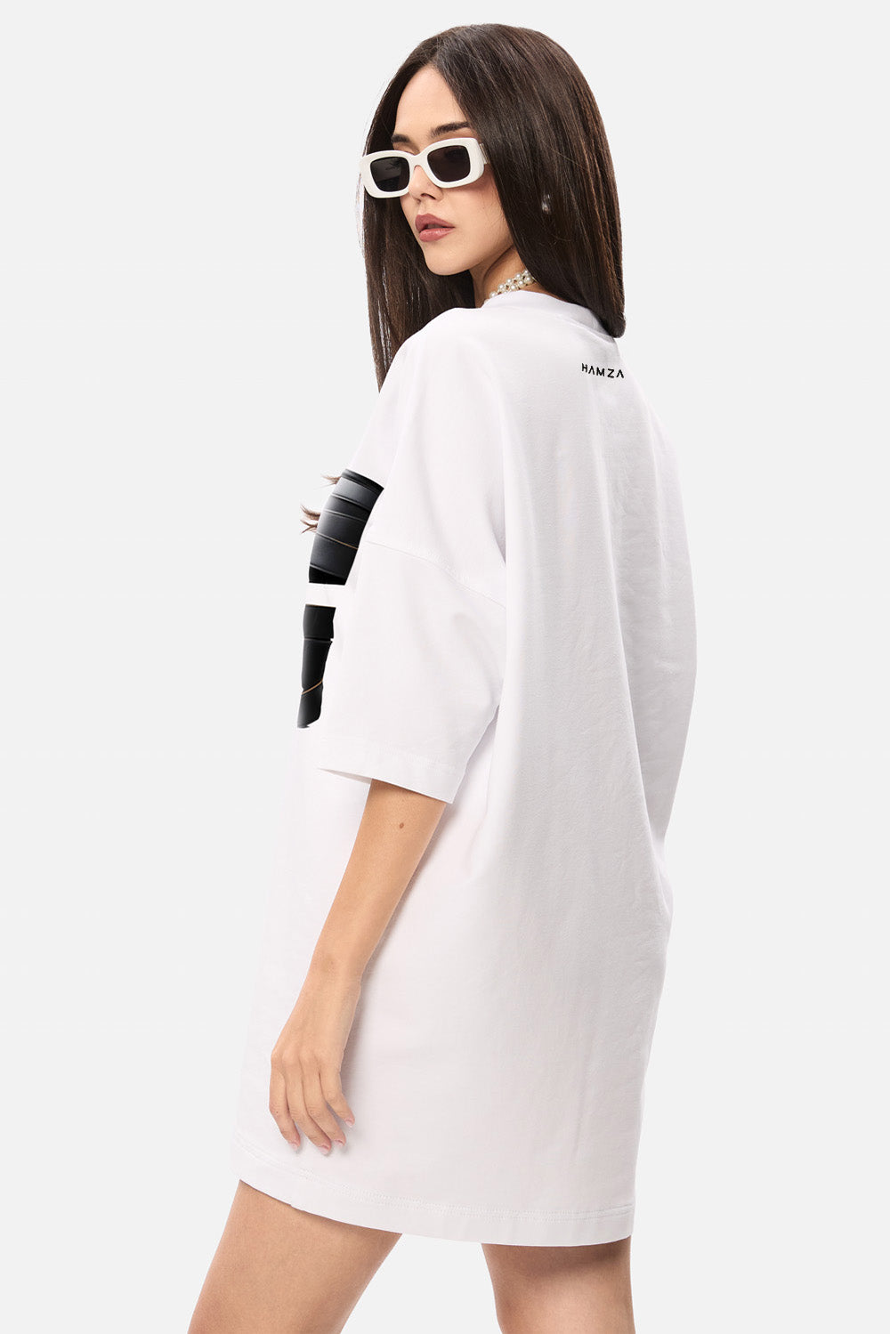 Rochie tricou cu imprimeu Dolce| Femei | Alb | Stil Modern & Elegant | Confort & Funcționalitate | Atelier Hamza