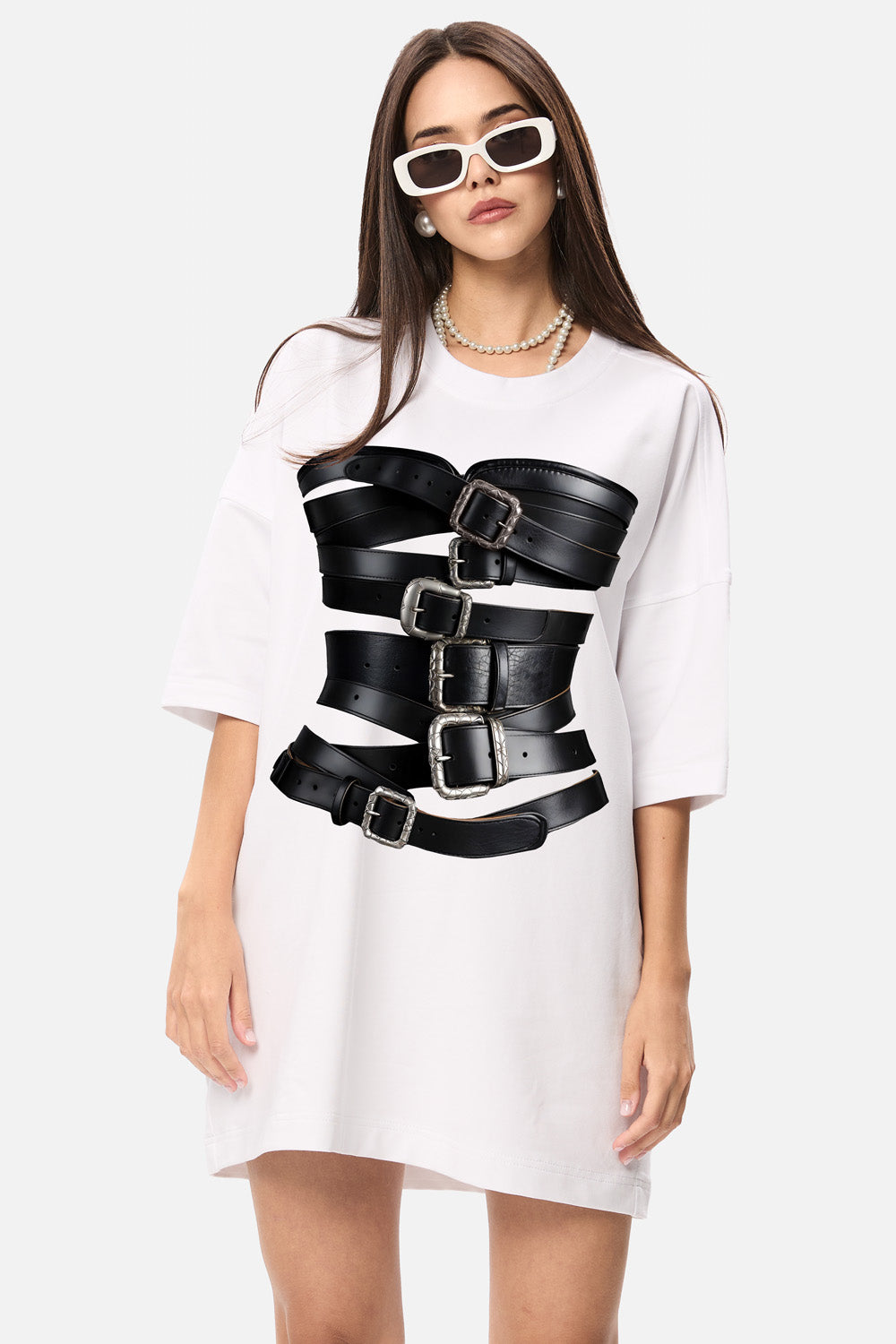 Rochie tricou cu imprimeu Dolce| Femei | Alb | Stil Modern & Elegant | Confort & Funcționalitate | Atelier Hamza