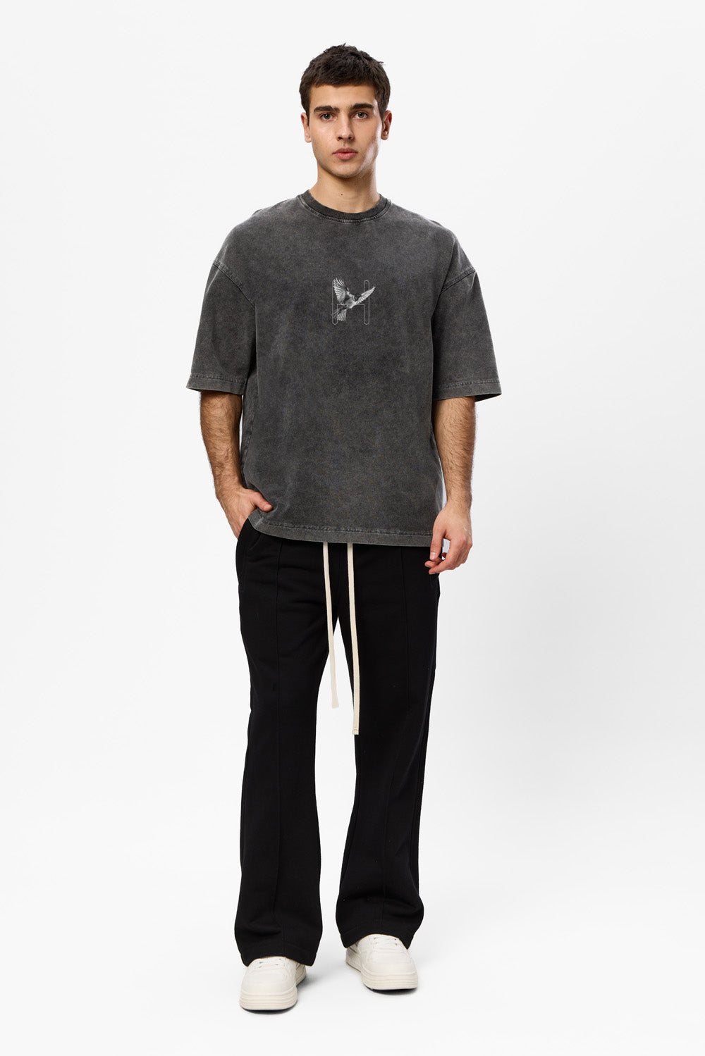 Birds Printed Vintage Grey T-Shirt