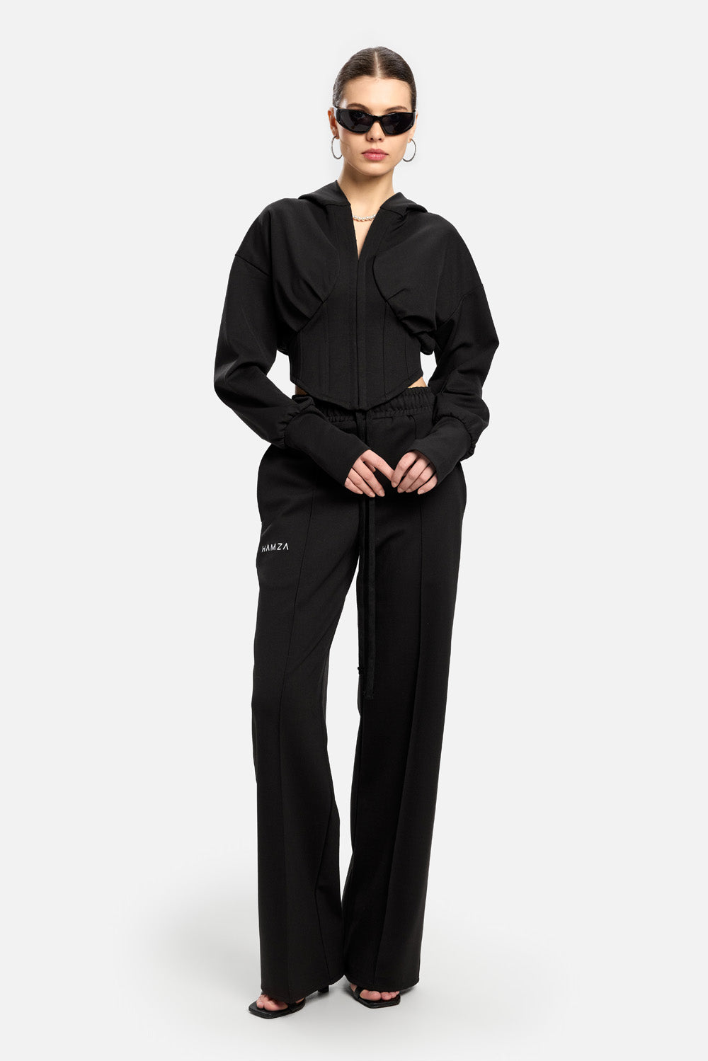 Hanorac Karol cu corset| Femei | Negru | Stil Modern & Elegant | Confort & Funcționalitate | Atelier Hamza