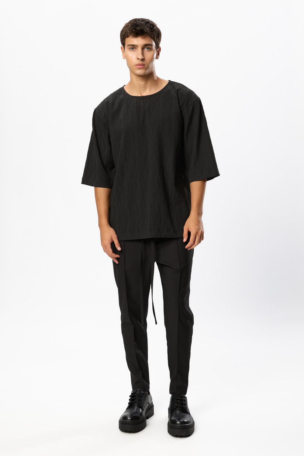 Thom Black Textured T-Shirt