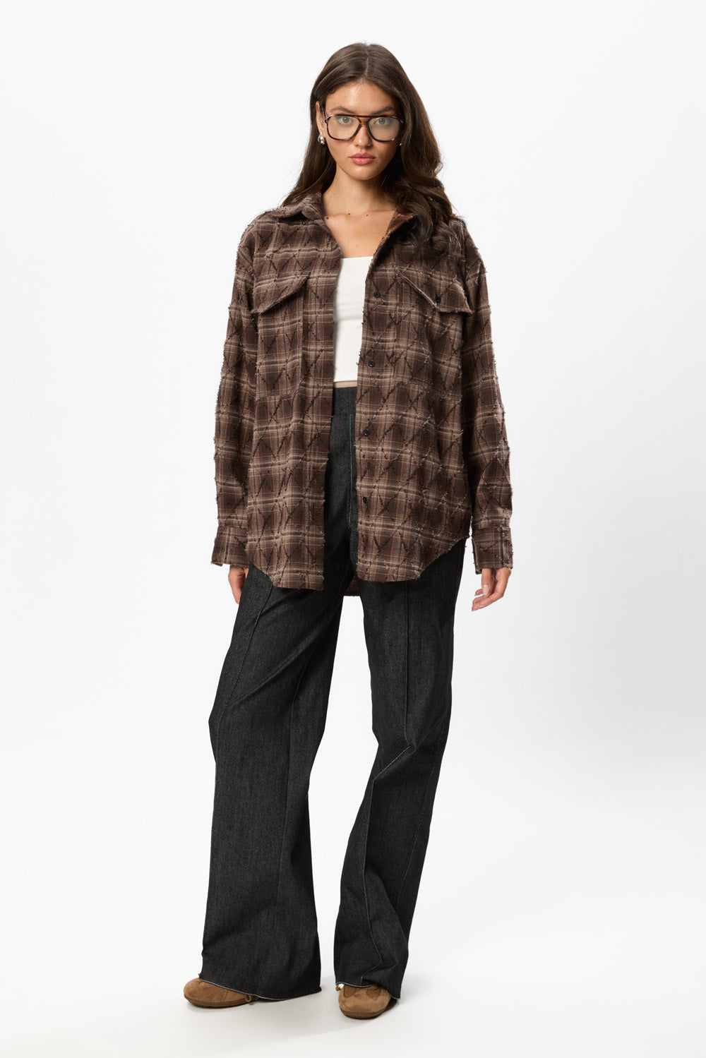Rombo Brown Oversized Shirt