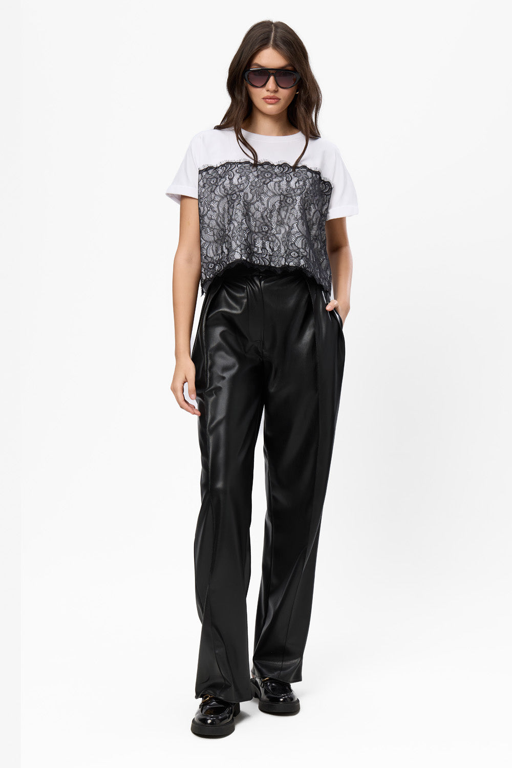 Muse V2 White T-Shirt with sheer lace