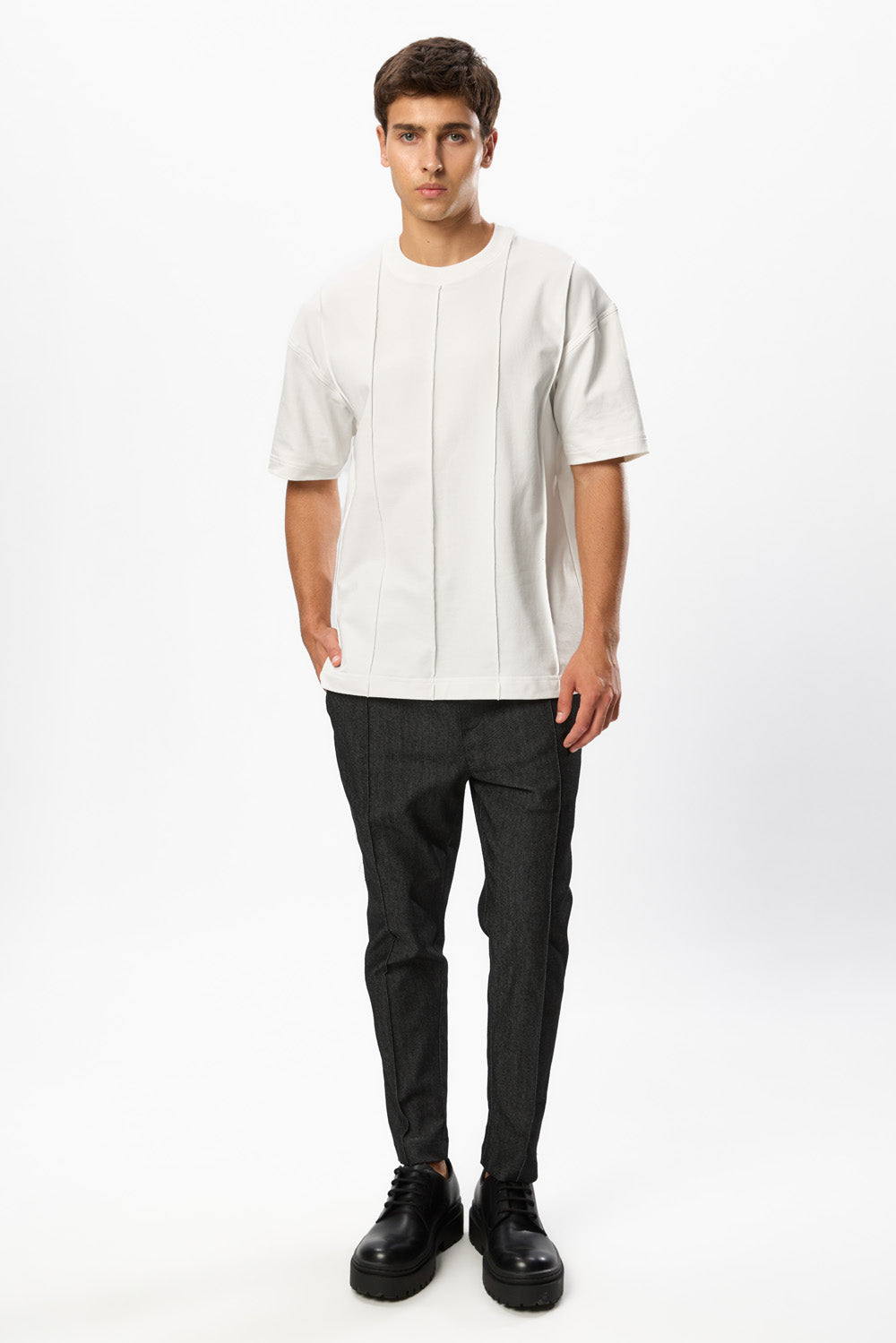 Linea Off White T-shirt with stripes