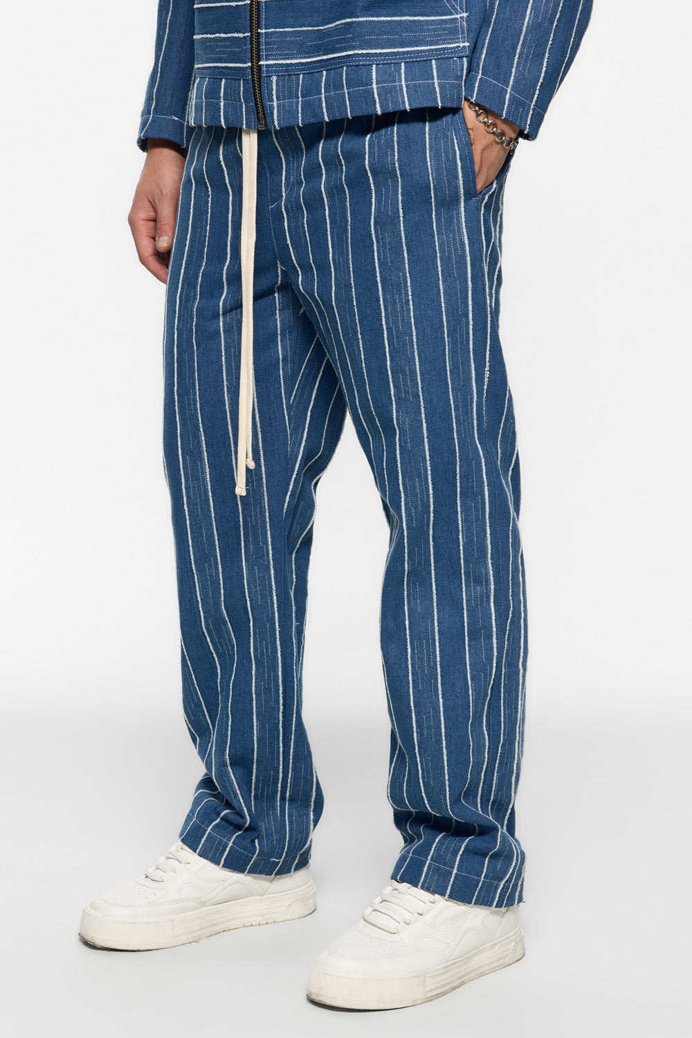 Seven denim pants from Atelier Hamza. blue pinstripe p
