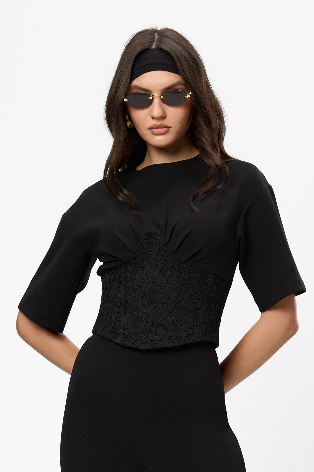 Beżowa koszulka La Perle z nadrukiem W