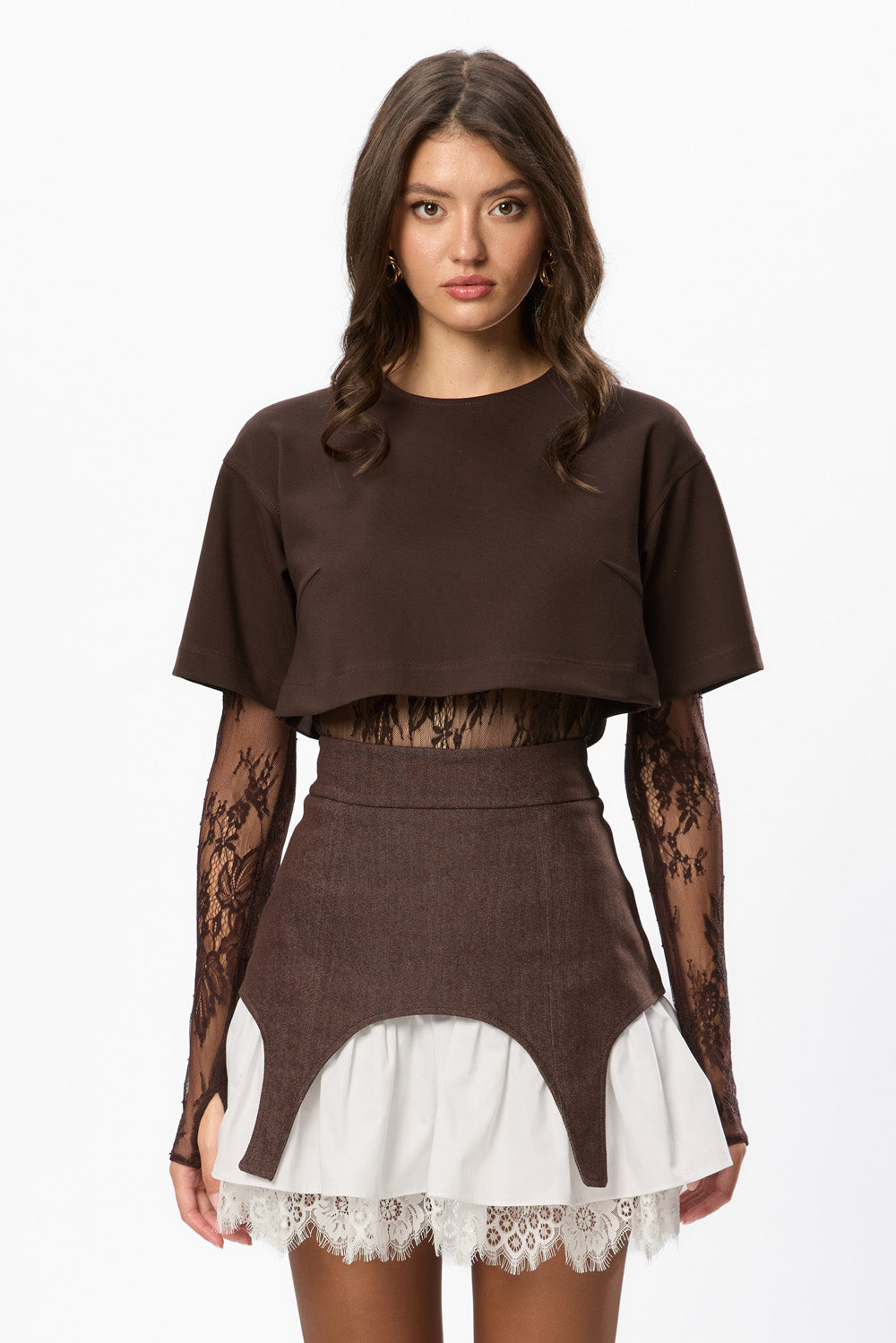 Black Swan in Brown Denim Skirt