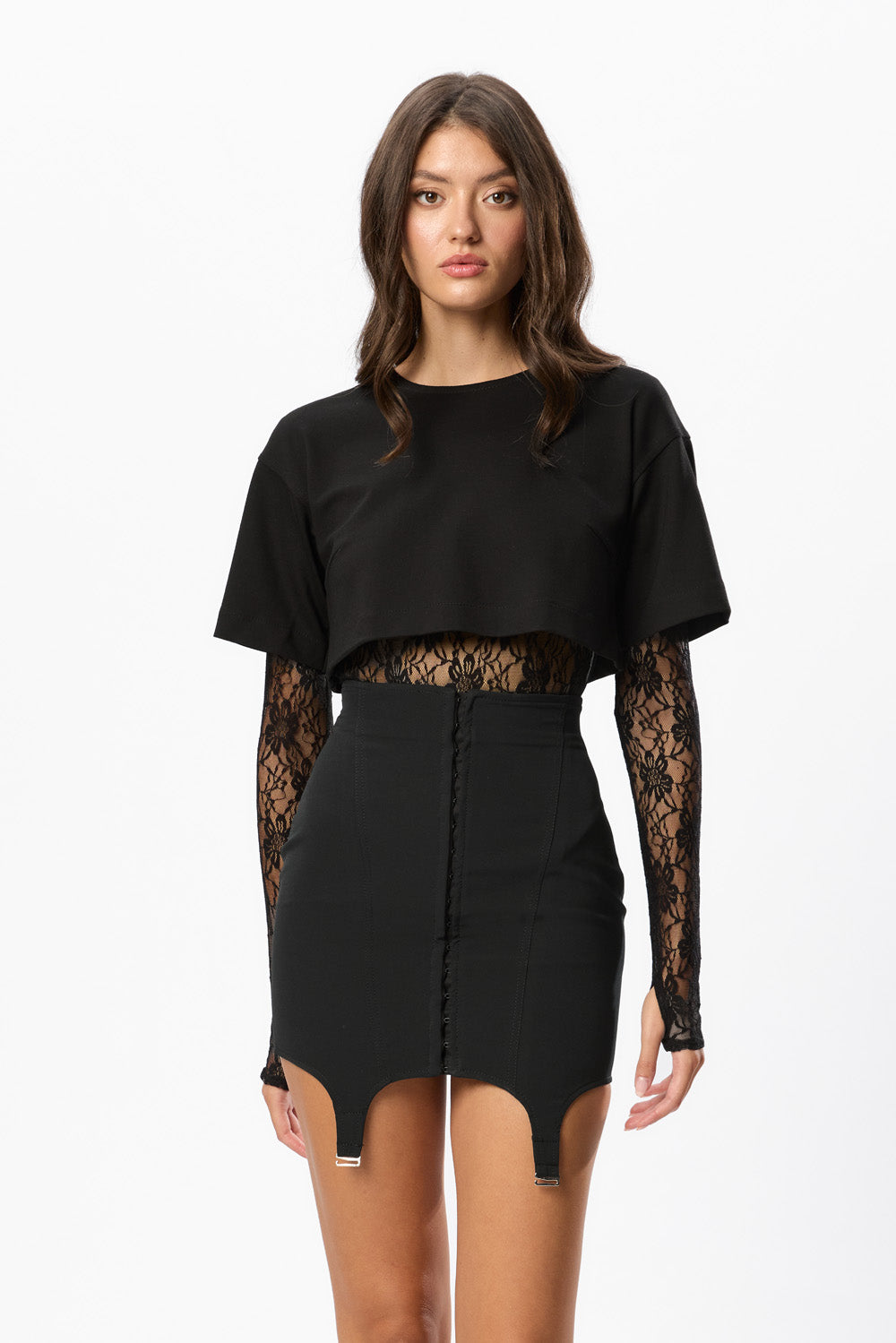 Goddess Black Skirt with Garter Straps