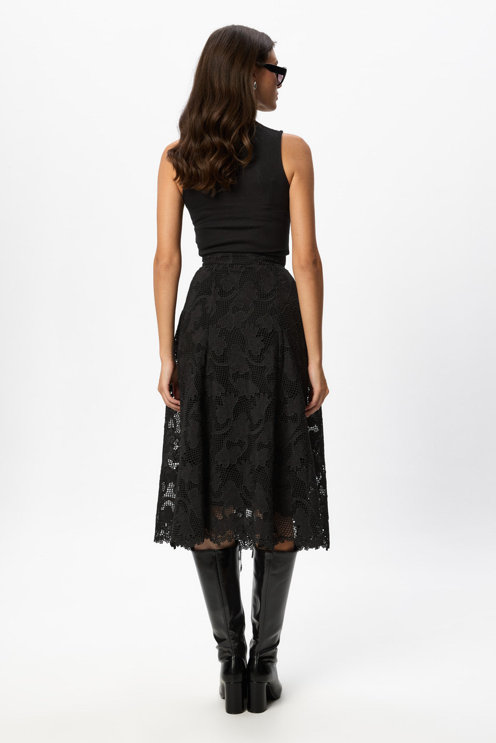 Snowflake Black Midi Skirt V3