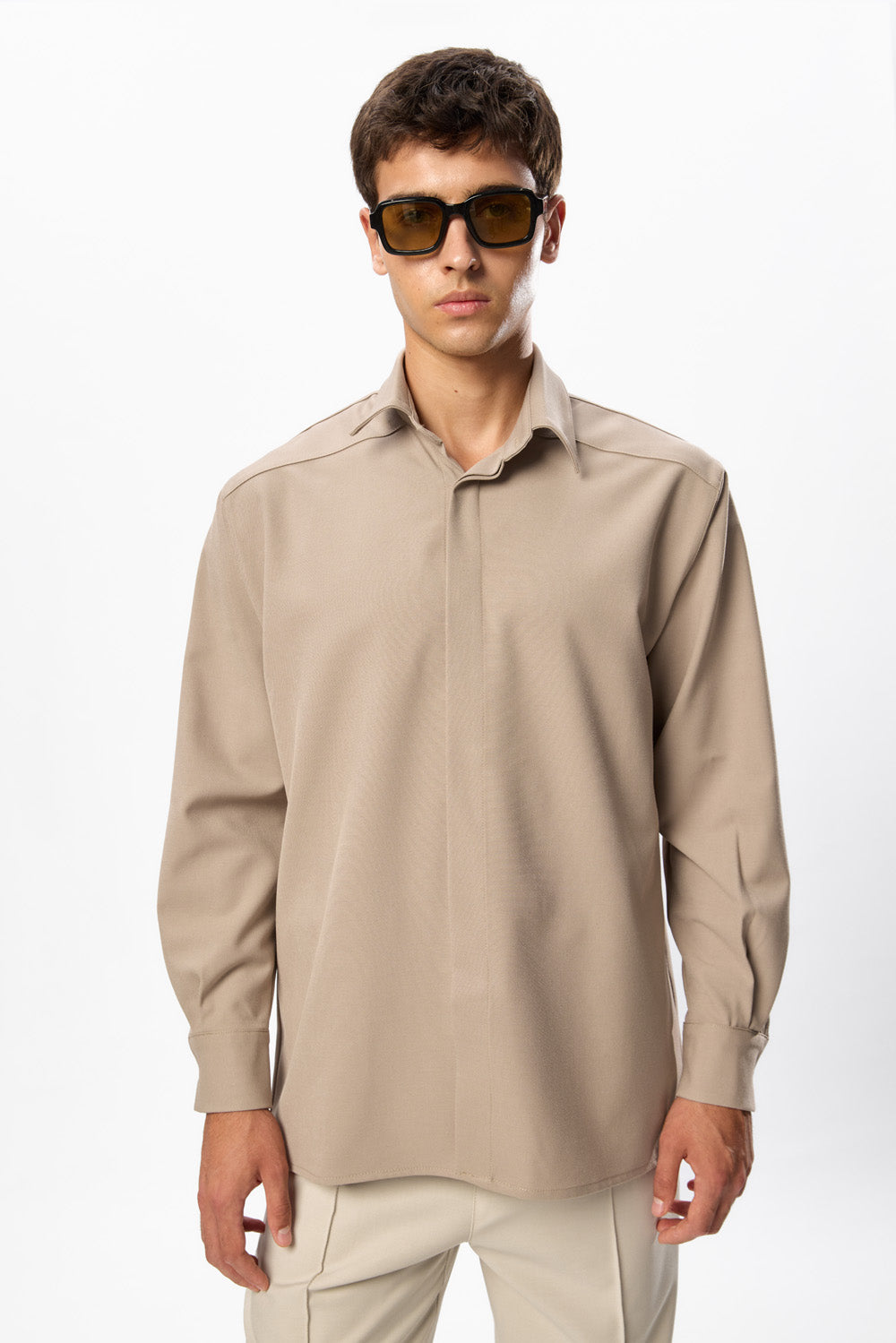 247 Beige Wool Blend Shirt