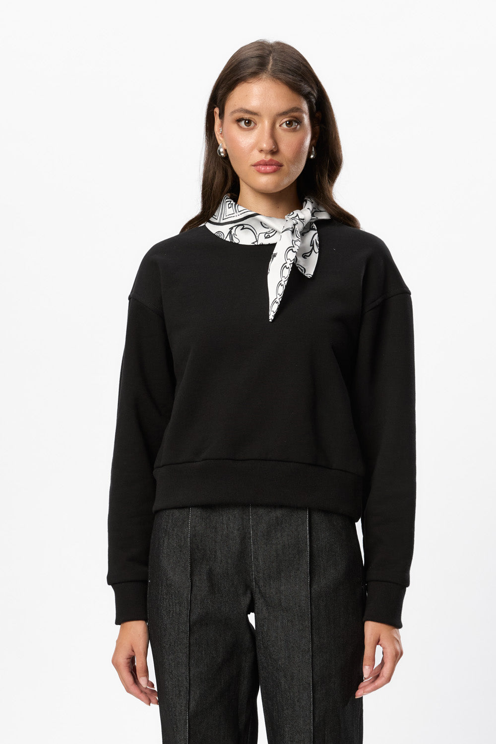 Tiffany Sweater with Scarf Black