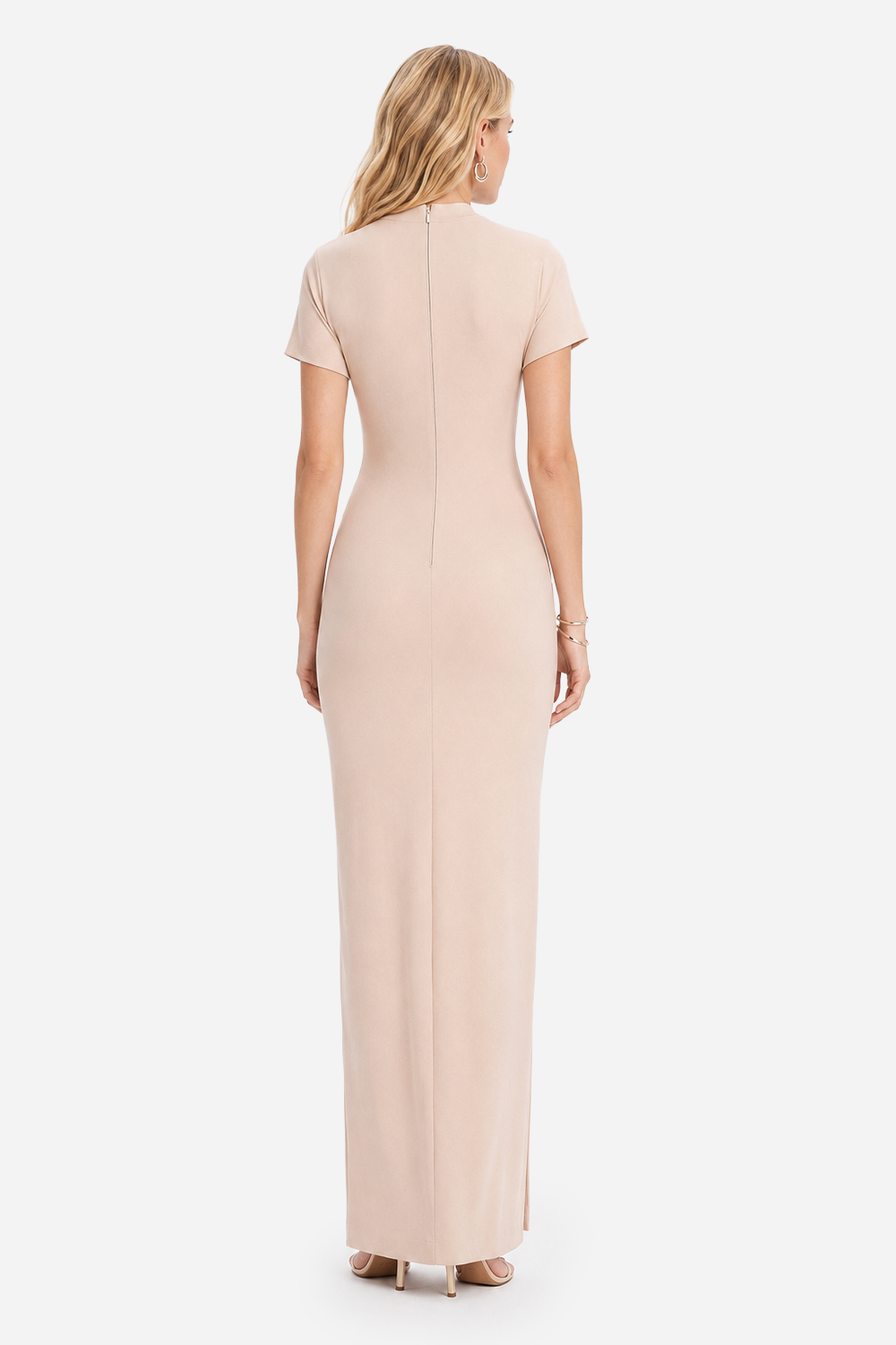 Rochie fluidă damă Vanilla din lycra, purtată de un model feminin, vedere din spate