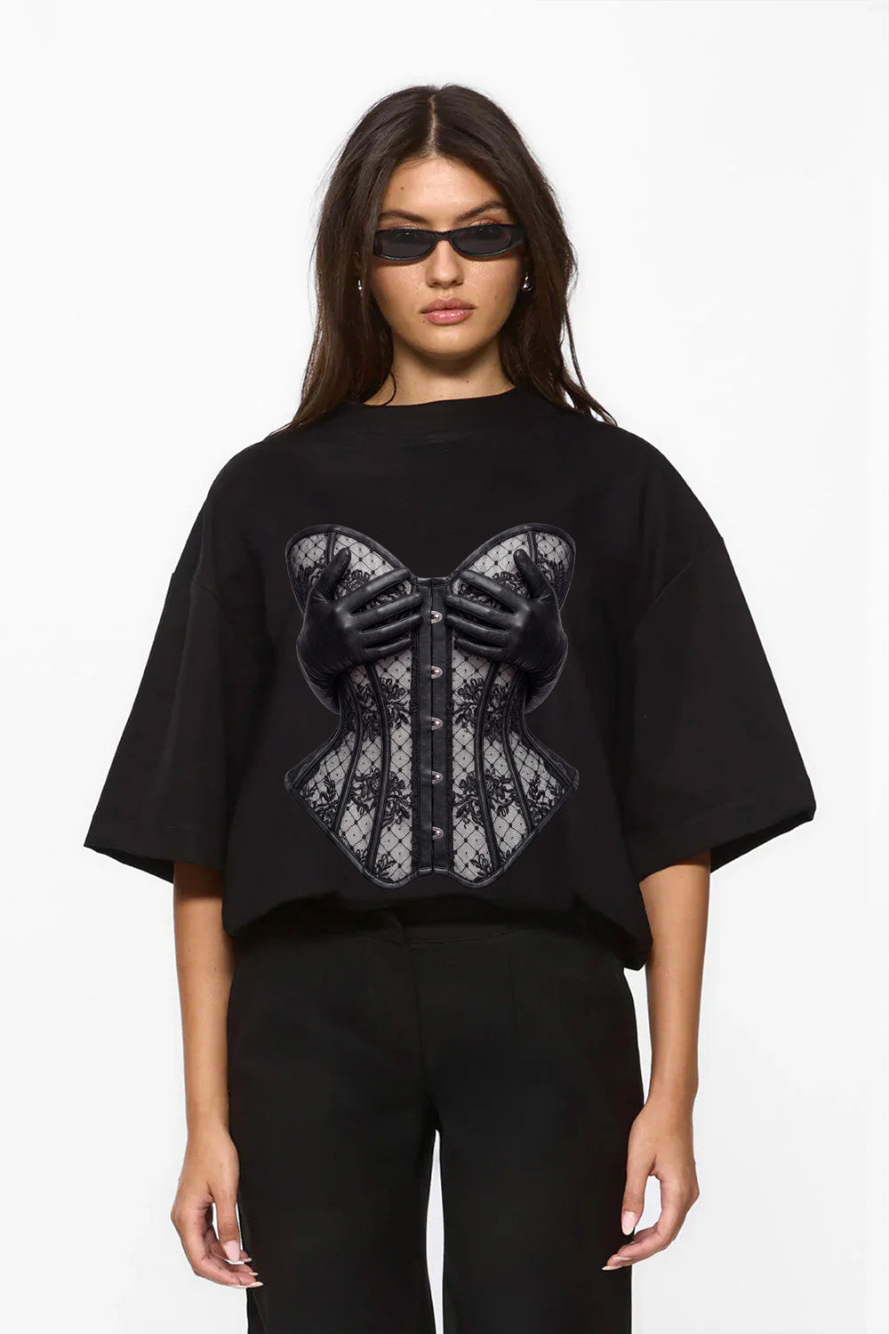 Leather Hands printed Black T-Shirt