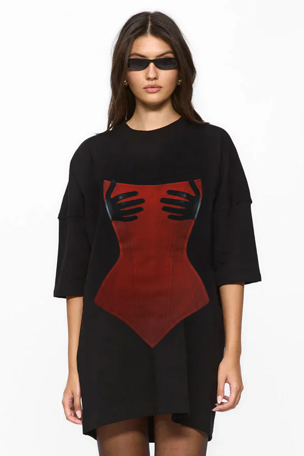 Noir V2 printed Black Dress