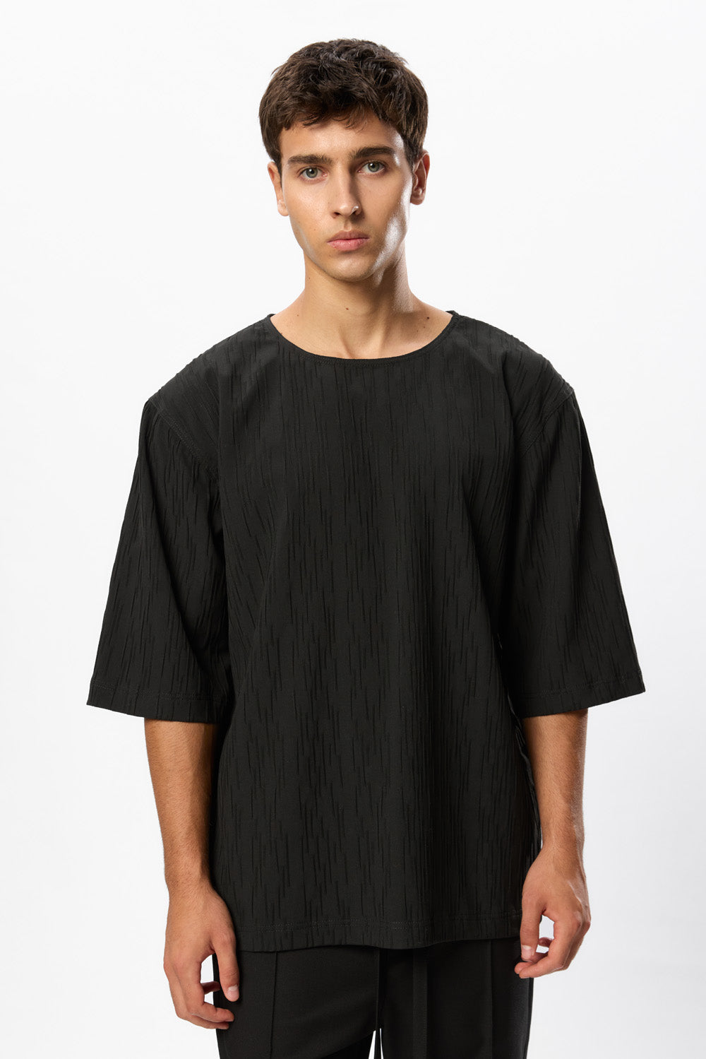 Thom Black Textured T-Shirt