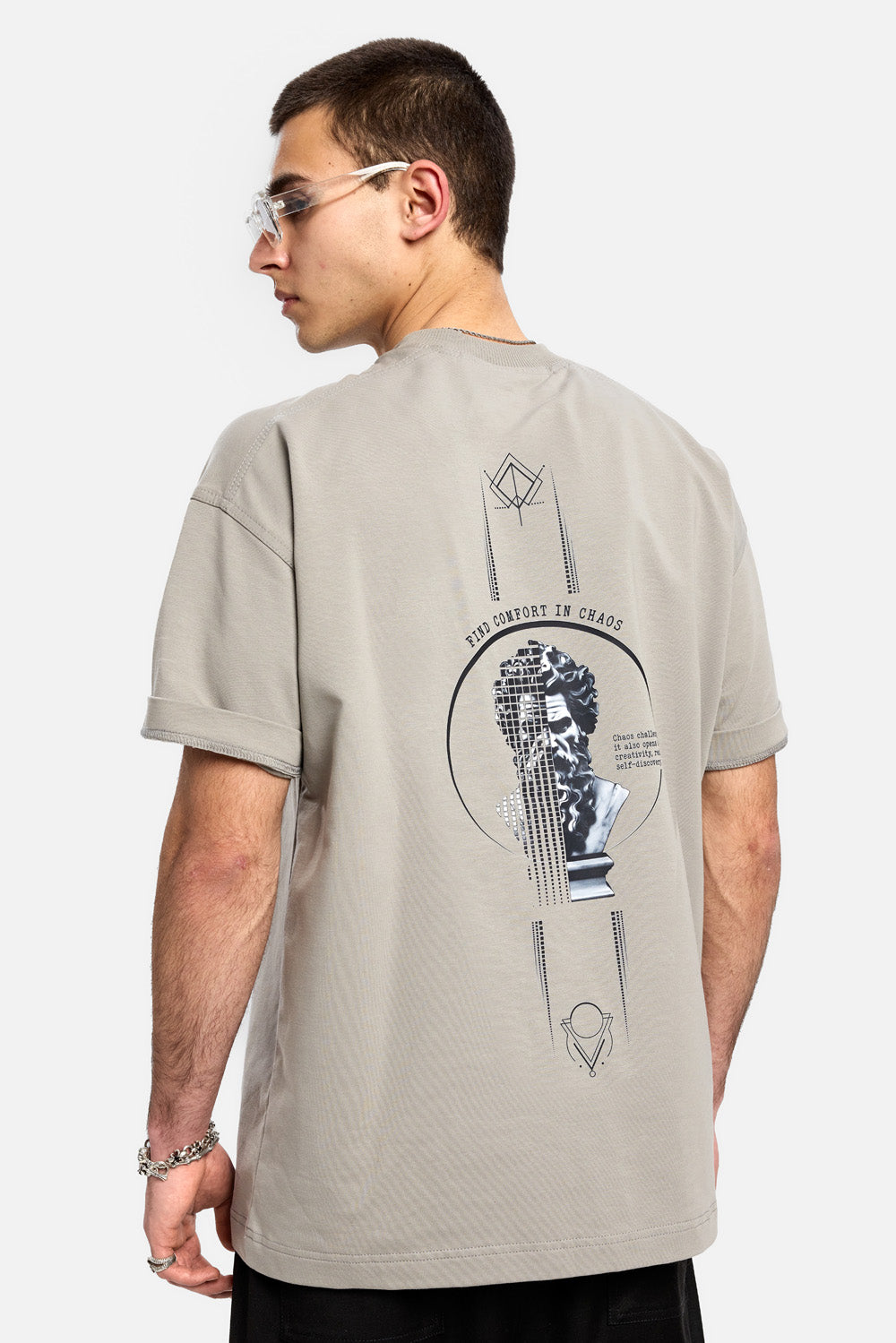 Tricou cu imprimeu Zeus | Bărbați | Gri | Stil Modern & Elegant | Confort & Funcționalitate | Atelier Hamza