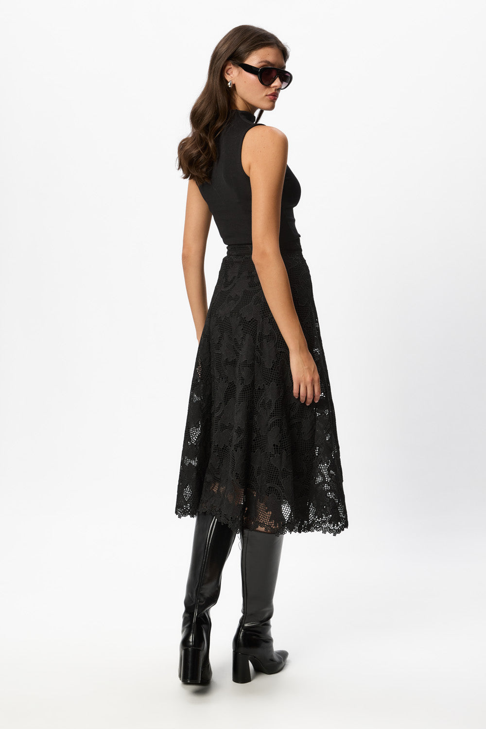 Snowflake Black Midi Skirt V3
