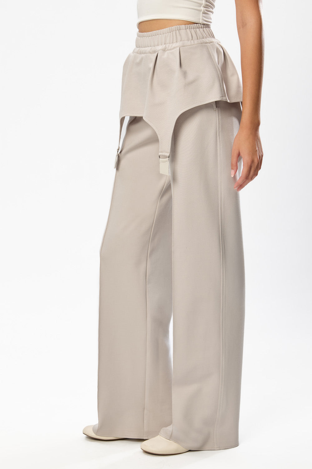 Goddess off white with elastic and garter straps Pants