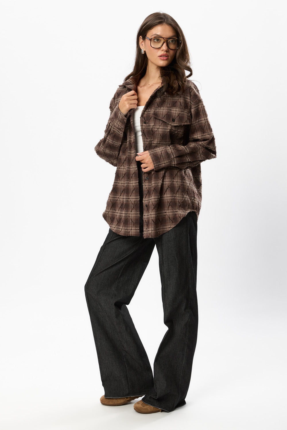 Rombo Brown Oversized Shirt