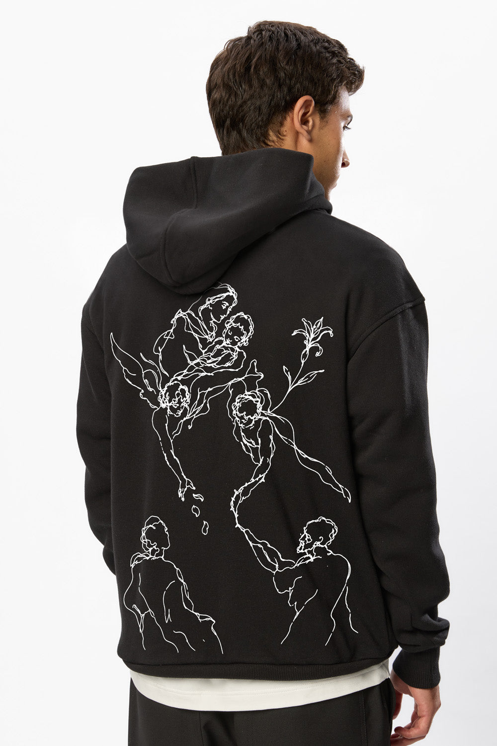 Kara V2 black printed fleece hoodie