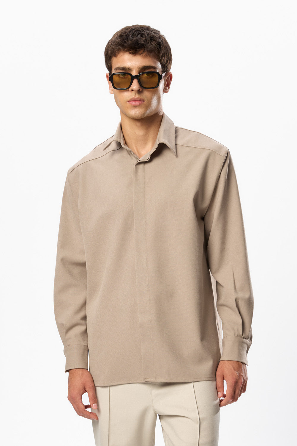 247 Beige Wool Blend Shirt
