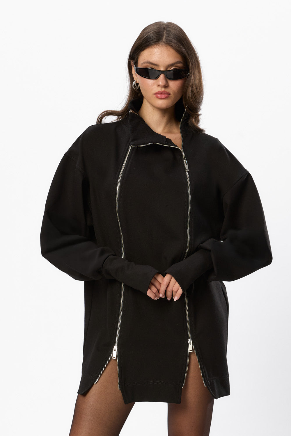 Bipolar Black 2-Way Zip Mini Dress