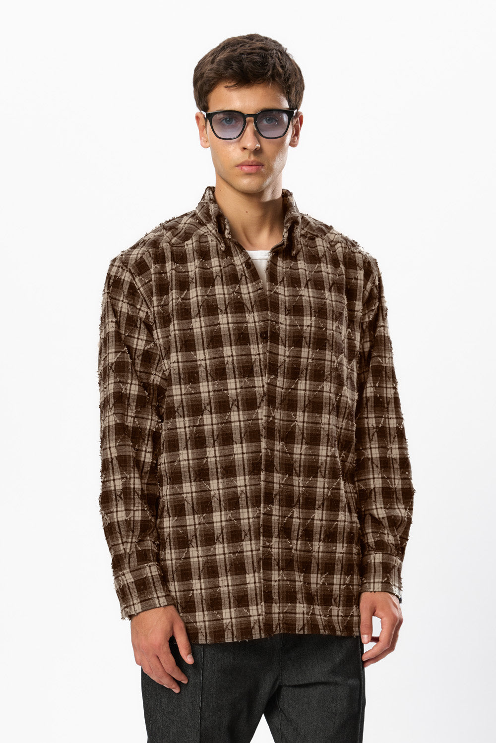 Rombo Oversized Brown Shirt