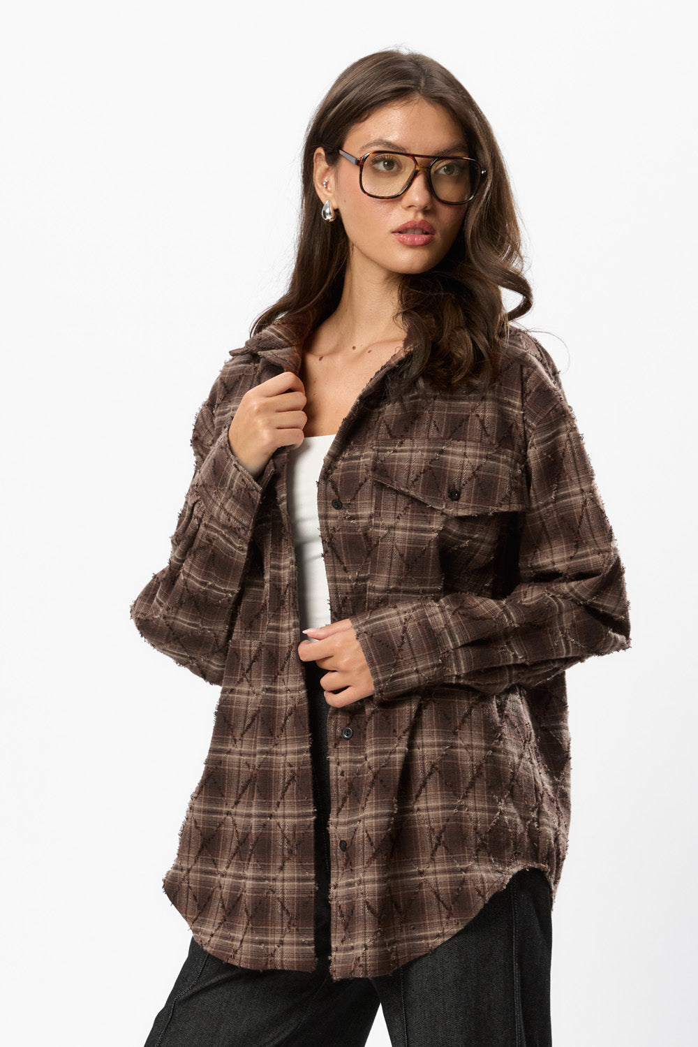 Rombo Brown Oversized Shirt