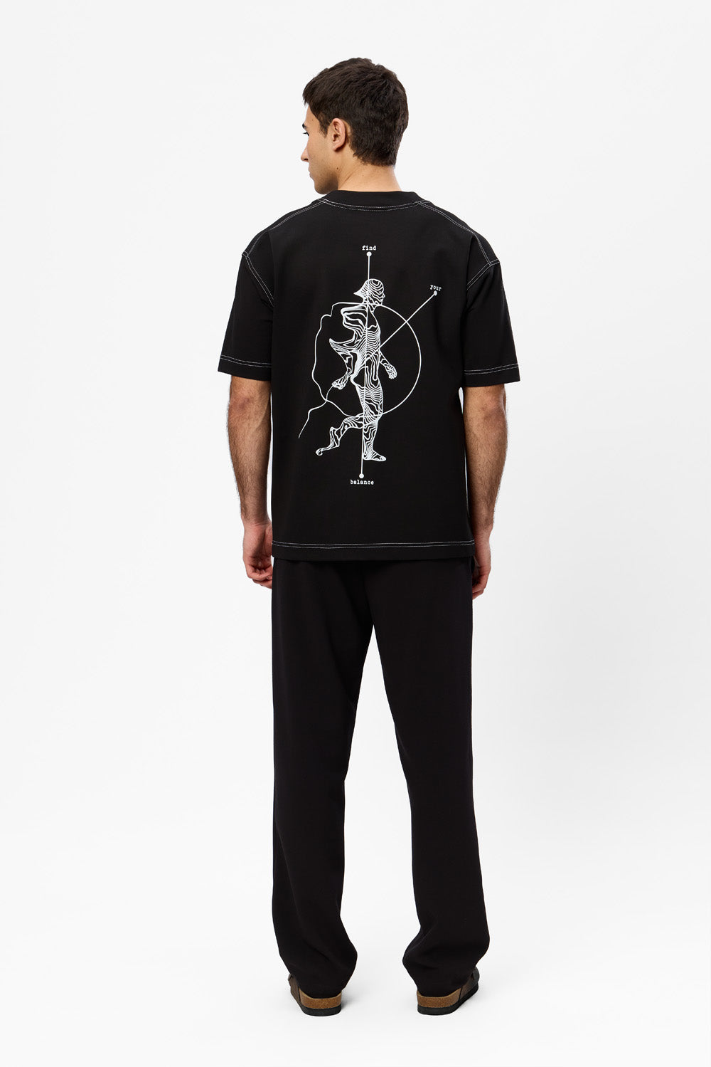 Find Your Balance printed Black T-shirt