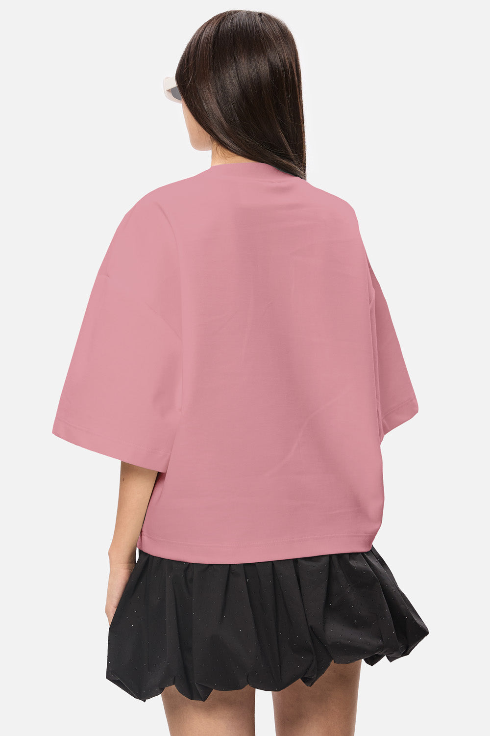 Tricou cu imprimeu si fundite aplicate Luna | Femei | Roz | Stil Modern & Elegant | Confort & Funcționalitate | Atelier Hamza