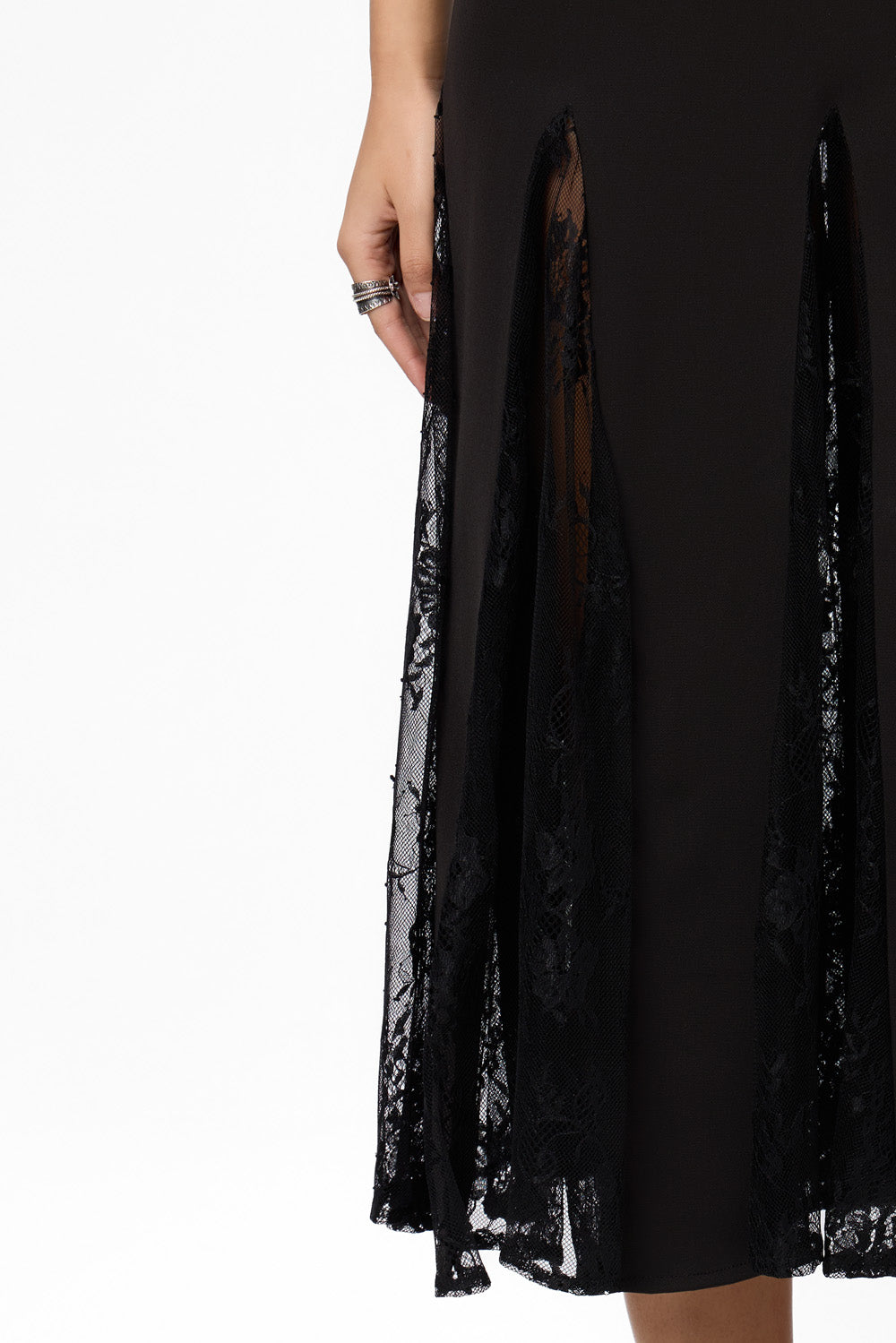 Snowflake V2 Black Lace Midi Skirt