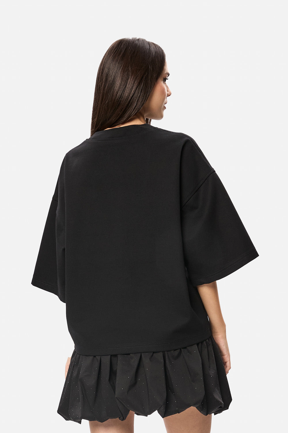 Tricou de femei cu imprimeu cu corset Roses | Confort & Eleganță | Negru | Atelier Hamza