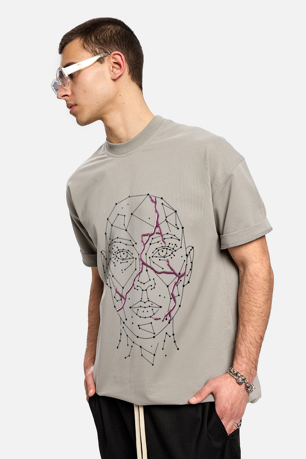 Tricou alb cu imprimeu Riyad