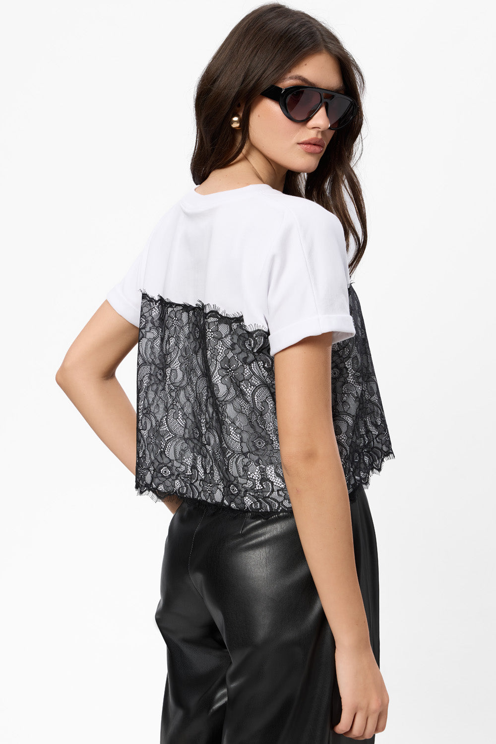 Muse V2 White T-Shirt with sheer lace