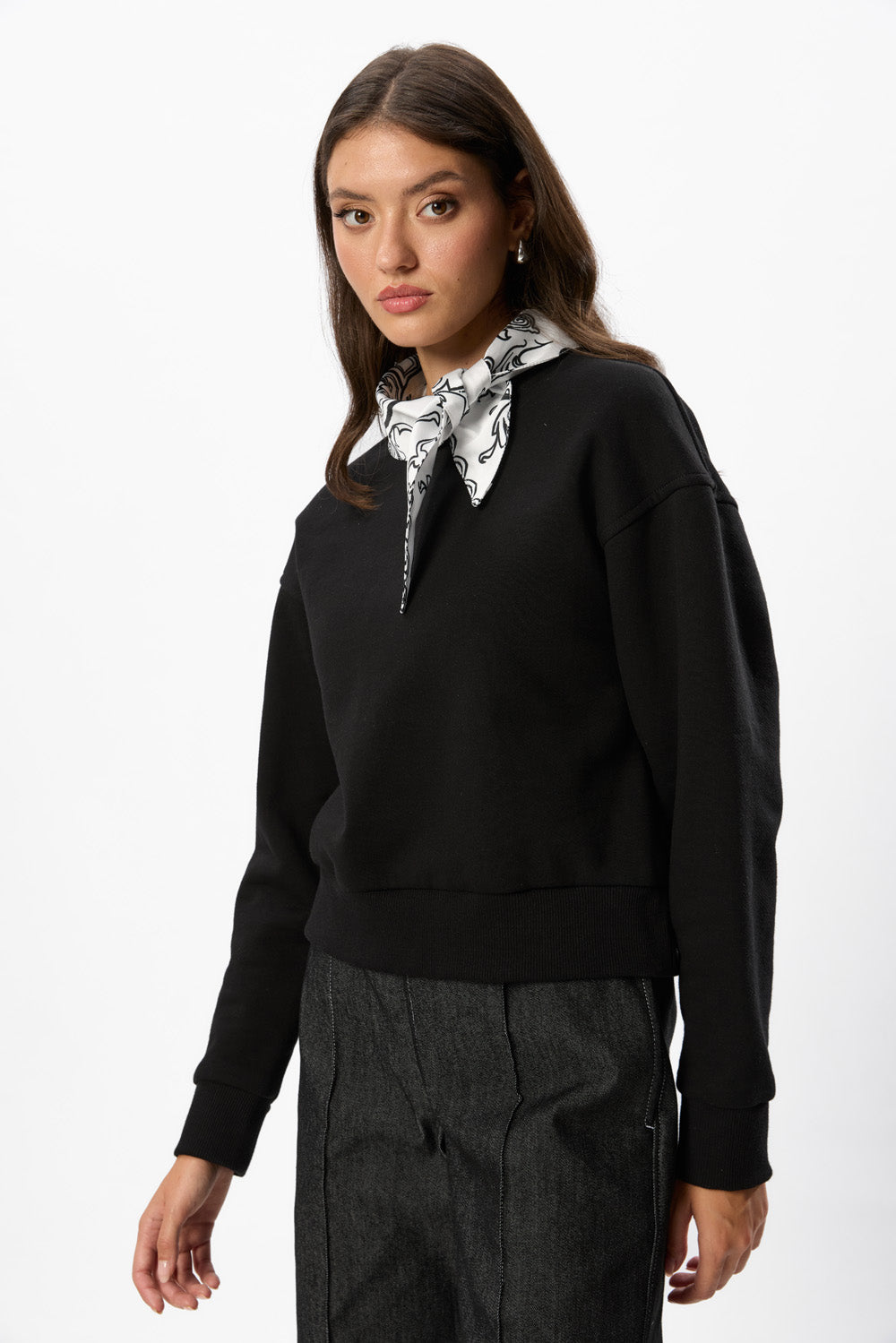 Tiffany Sweater with Scarf Black