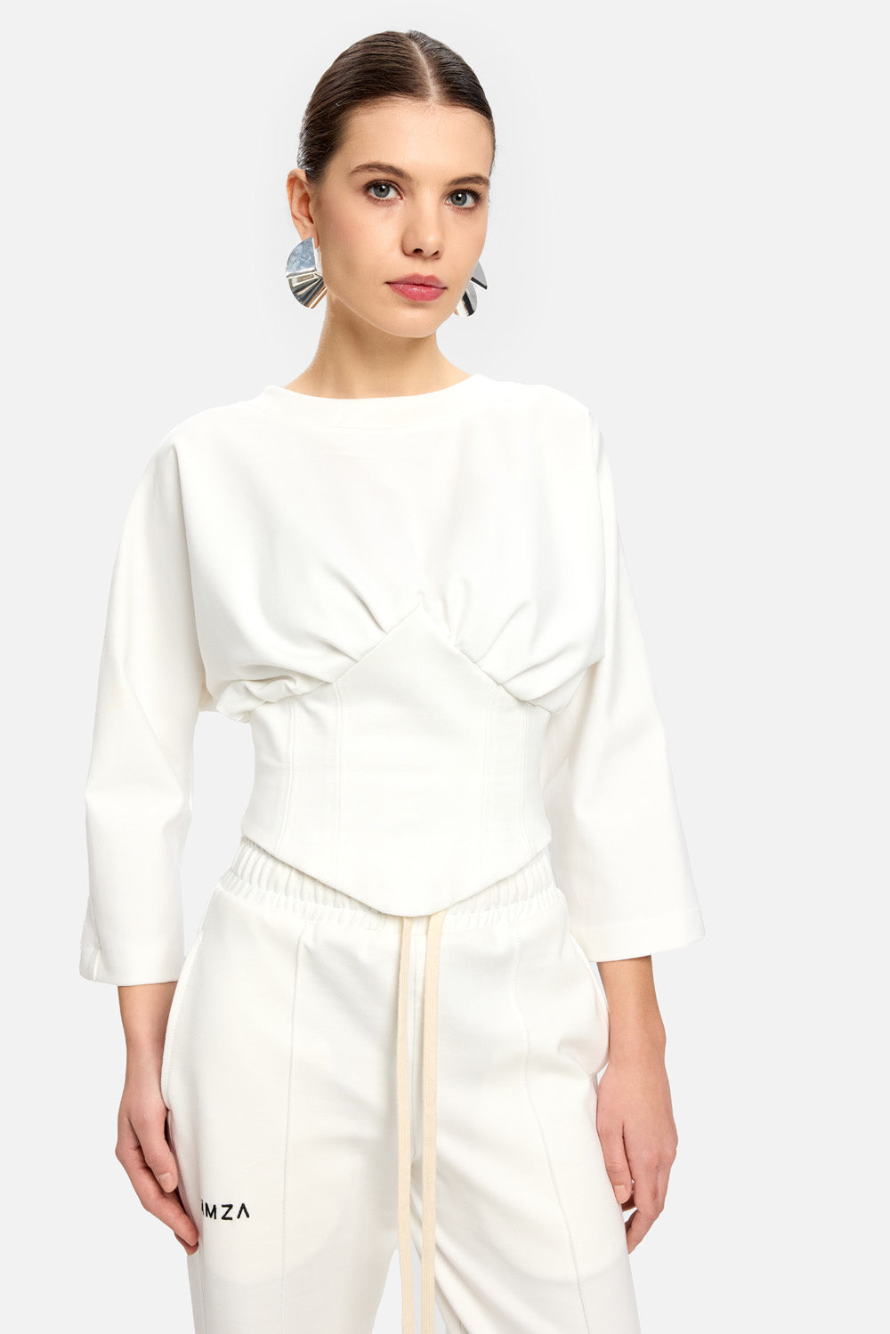 Tricou Nyssa cu Corset| Femei | Alb | Stil Modern & Elegant | Confort & Funcționalitate | Atelier Hamza