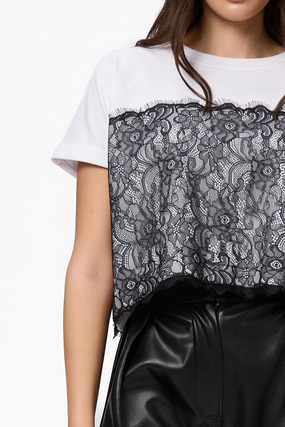 Muse V2 White T-Shirt with sheer lace