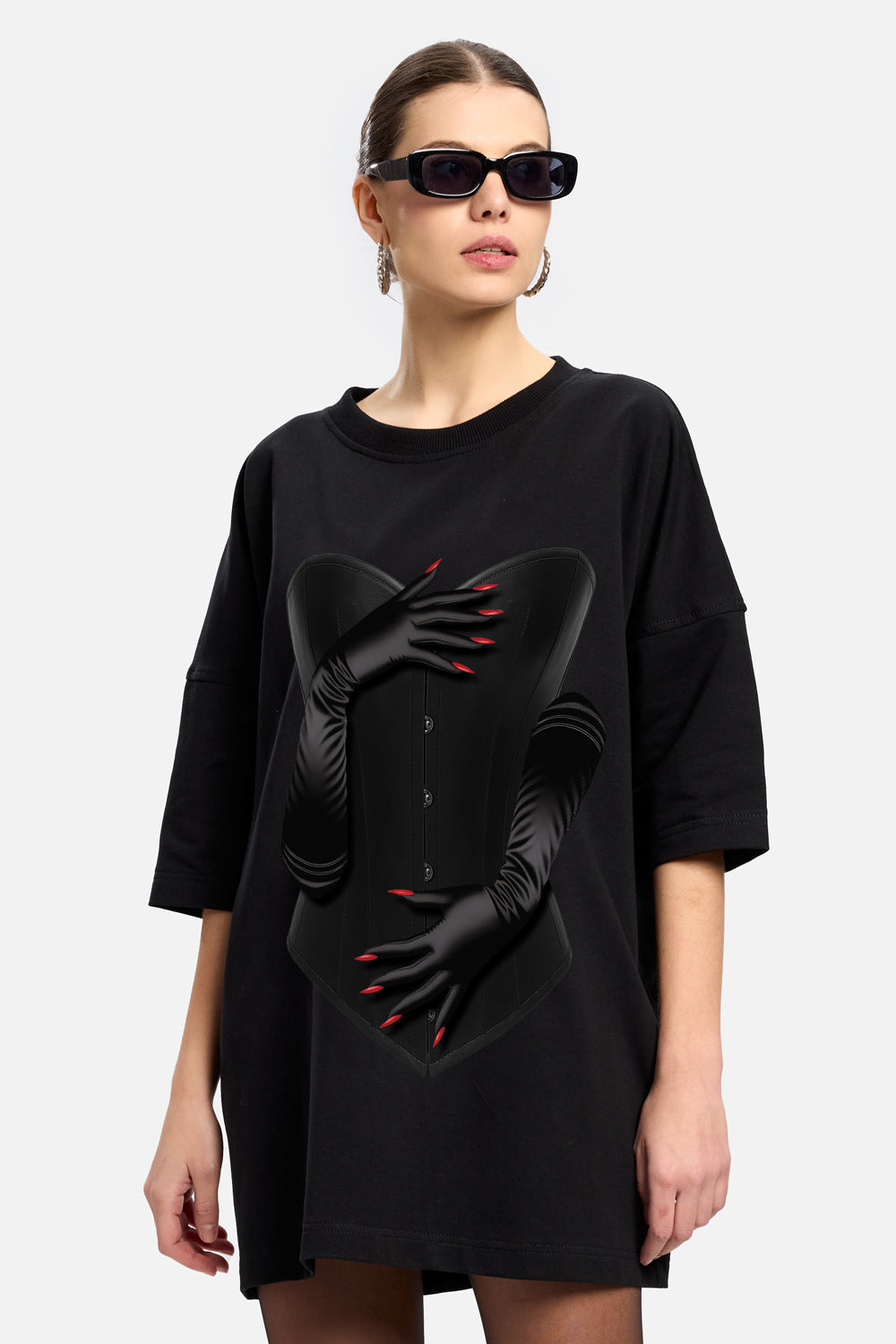 Sukienka T-shirt Bandana z nadrukiem gorsetu