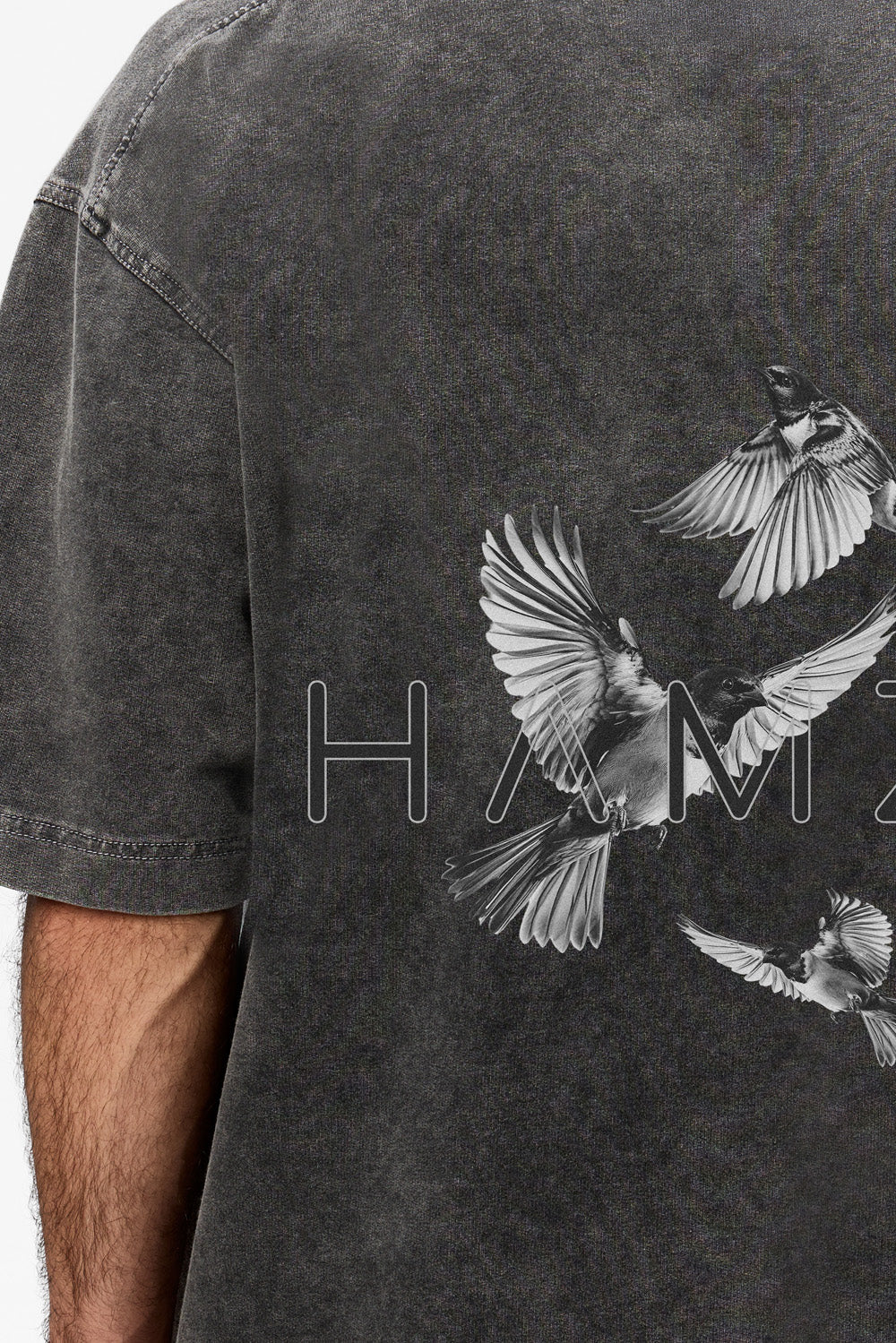 Birds Printed Vintage Grey T-Shirt